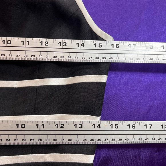 VTG๐Papell Boutique Timeless Sheath Black & White Dress with long Slit - Picture 12 of 15